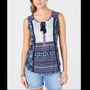 STYLE&CO LACE UP TASSELED TOP